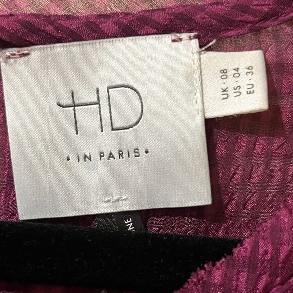 ANTHROPOLOGIE HD IN PARIS Thistleberry Gingham Sheer Blouse Cranberry Women’s 4 - Picture 6 of 7